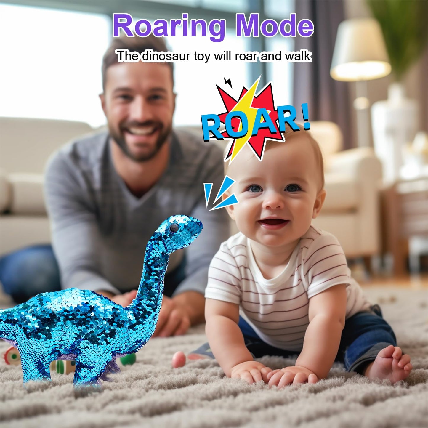Monealpis Dinosaur Toys For Girls - Sequin Walking Dinosaur Remote Control Toy With Repeat, Roar, Walk, Sing - Birthday For 3+ K