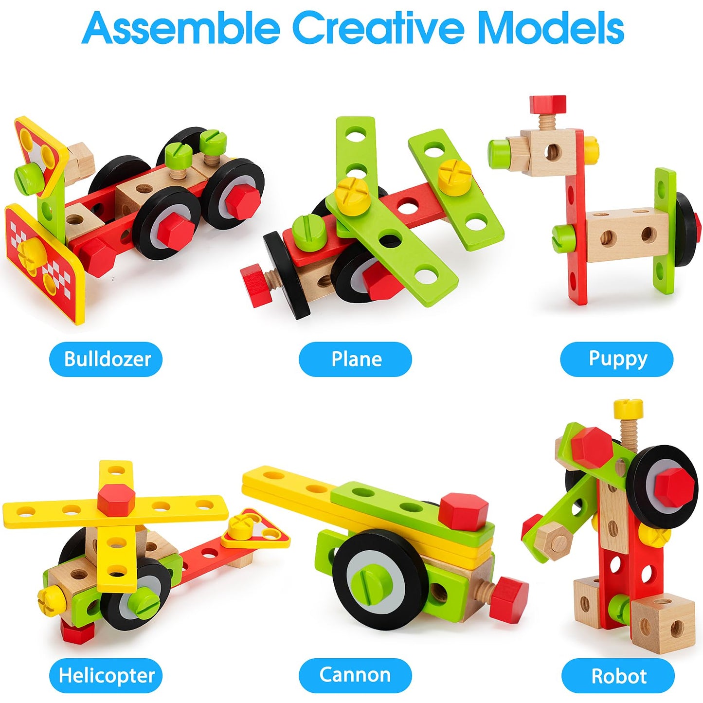 Kids Tool Set Toys for 3, 4, 5, 6, 7 Year Old Boys, Wooden Toddler Tools Set with Electric Drill & Tool Box, Montessori STEM Edu