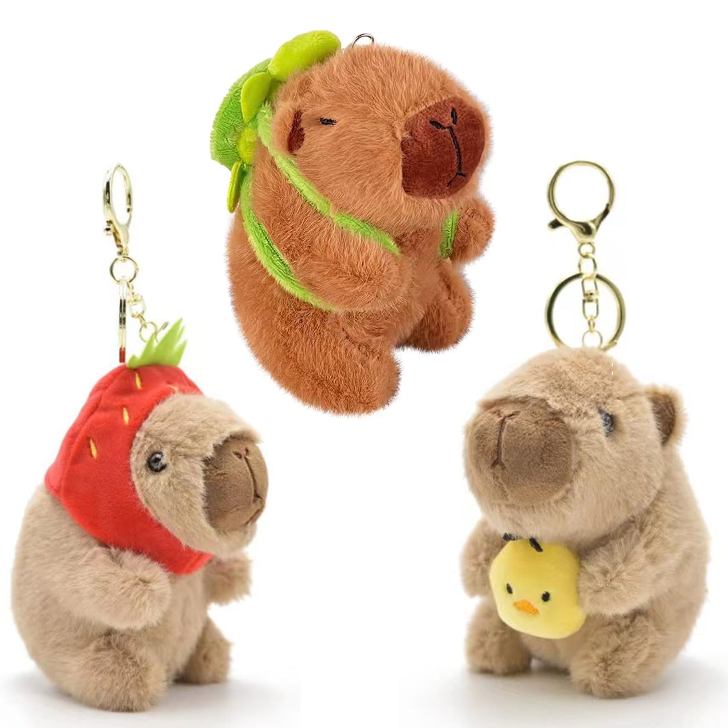 Yopcuvi 3 Pcs Capybara Plush Keychain, Animals Toy Capybara Pendant For Backpack, Cute Bag Pendant, Creative Fluffy Animals Keyr