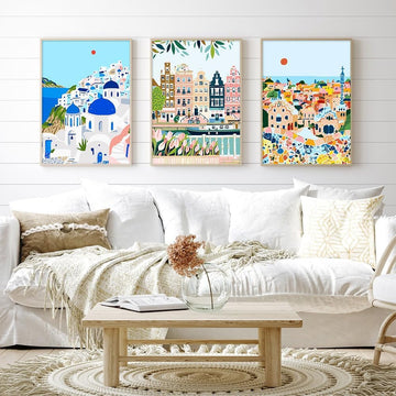 cupmod Paint by Number Kits for Adults, 6 Packs Cityscape DIY Acrylic on Canvas, MT11587-MT11592, Home Decor