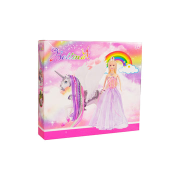 Color Change Unicorn and Fairy Tale Princess Doll, W/Mane Brush, Girls Unicorn Doll Toys Gifts, Presents for Girl Kids Aged 3+