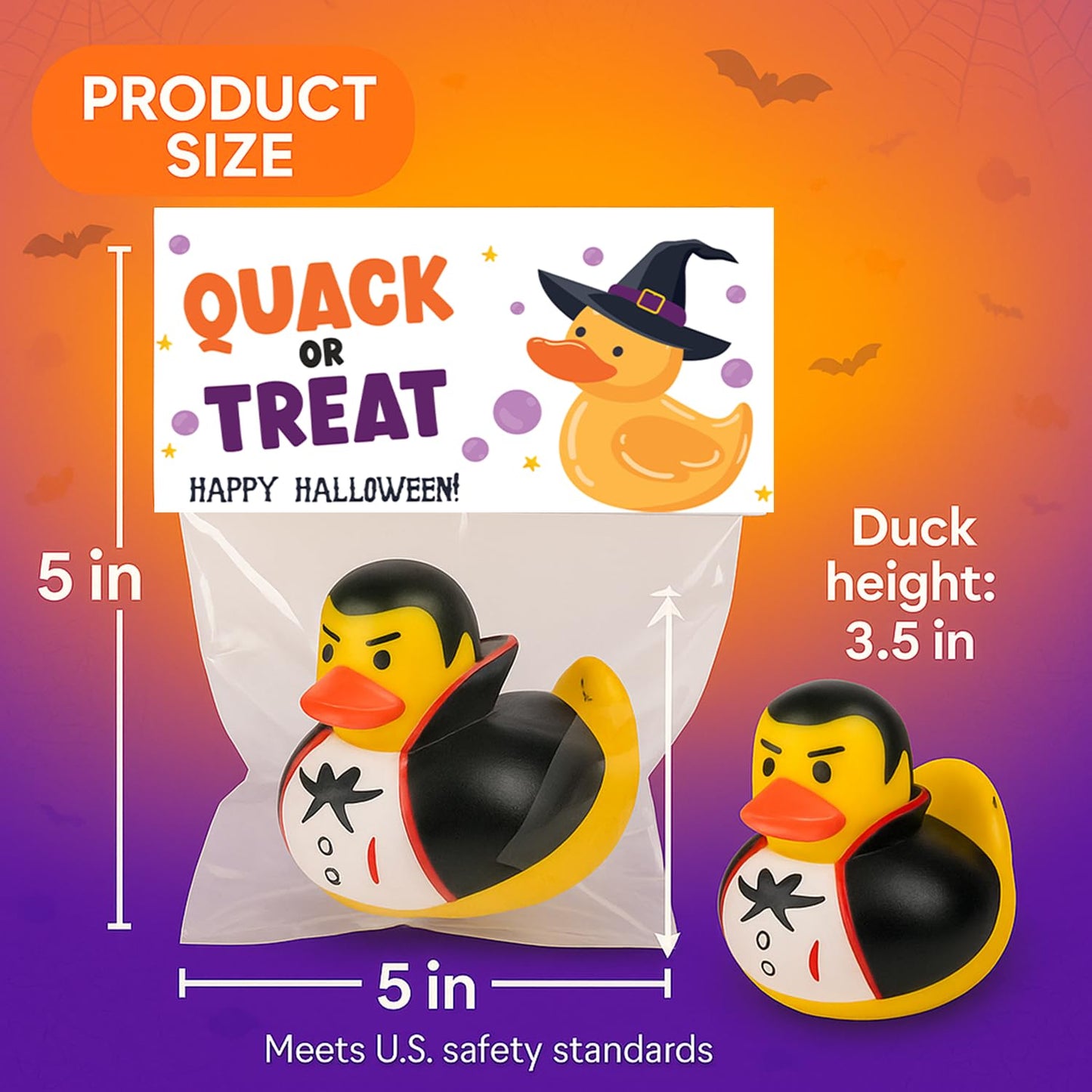 Funeta Halloween Party Favors for Kids - 30 Pack Rubber Ducks for Trick-or-Treaters, Non Candy Toys for Halloween Classroom Gift