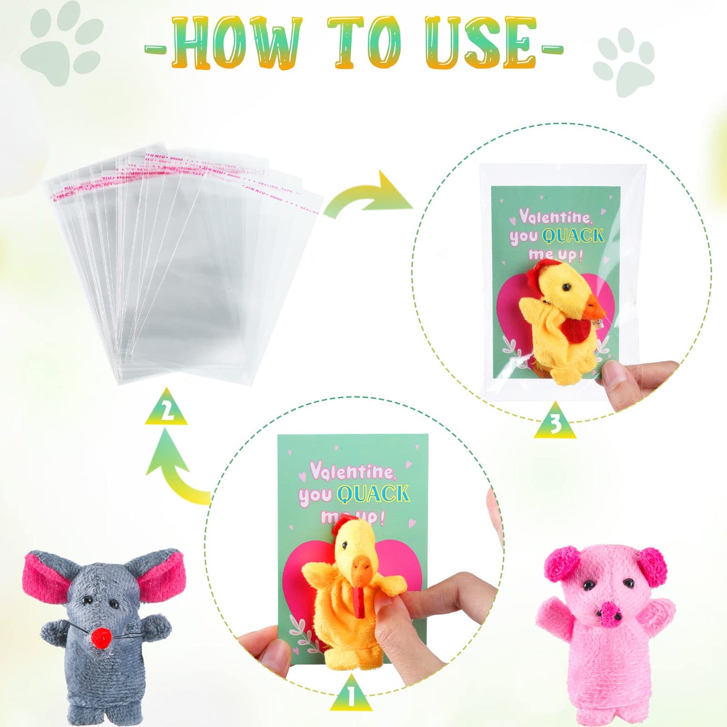 Chivao 72 Pieces Valentines Day Card With Finger Puppet Valentines Day Gifts For Kids Plush Animal Finger Puppet Classroom Excha
