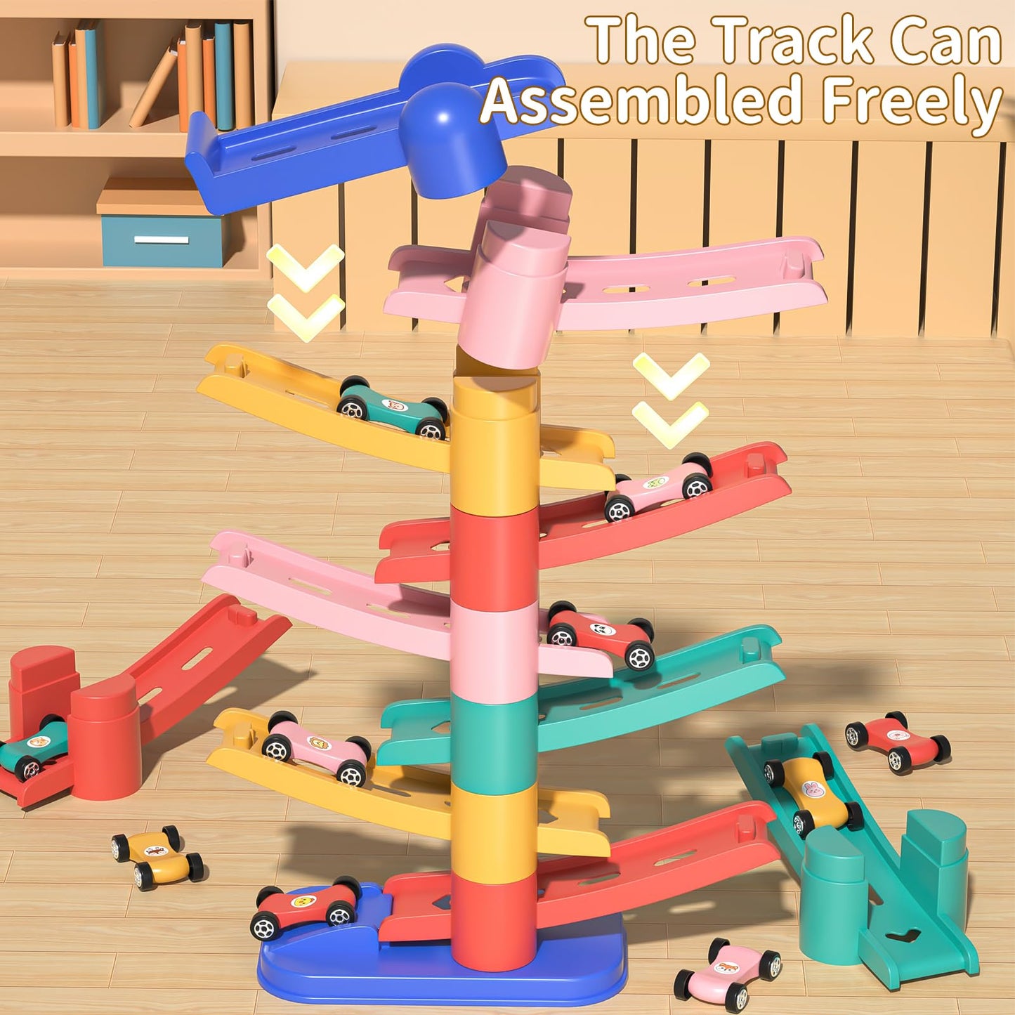 Niplooow Car Ramp Toys, Race Track Car Toy For Toddler Age 3 4 5 6 Year Old Boy With 12 Mini Cars, Gift For Toddlers Boys Girls