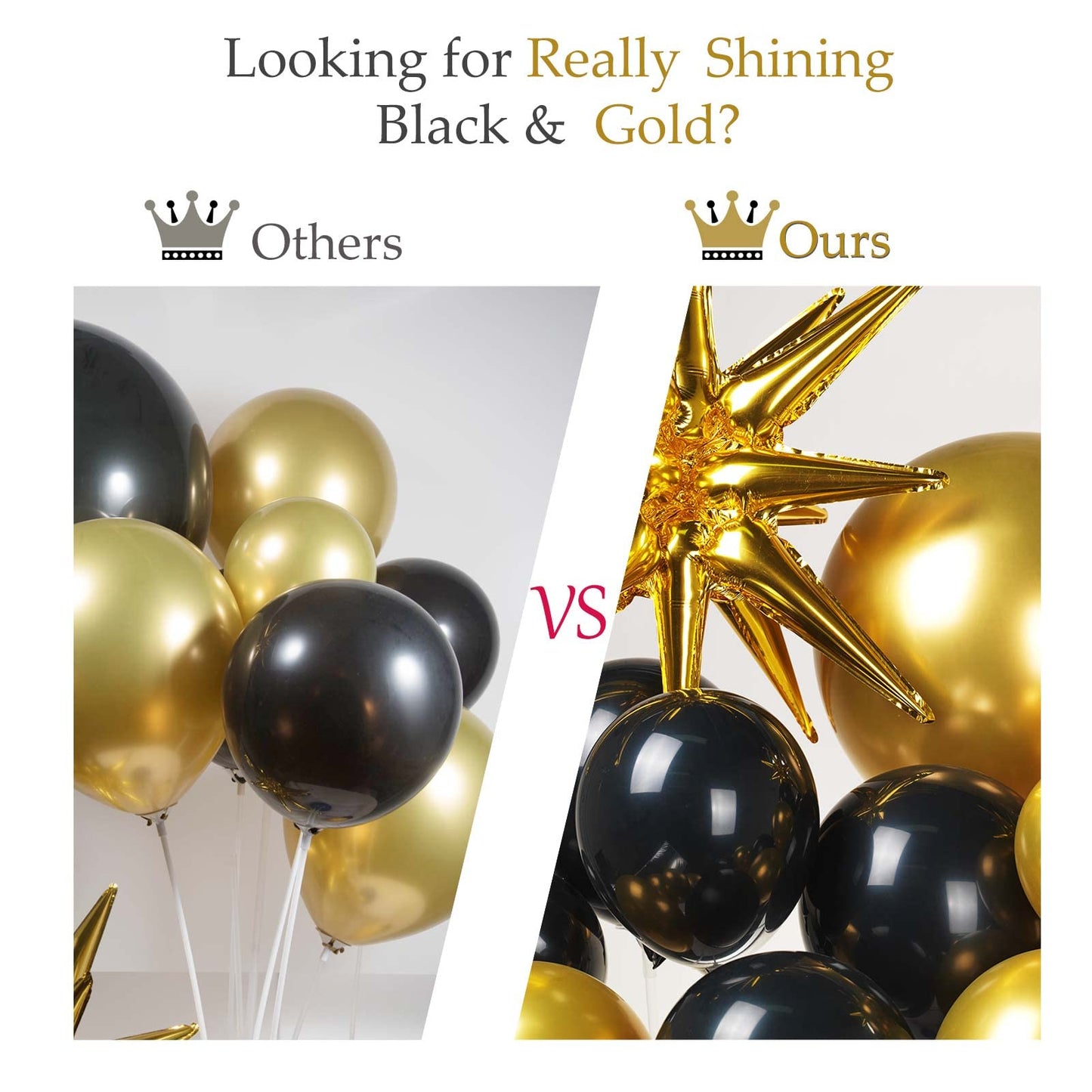 Black And Gold Balloons Garland Arch Kit 133Pcs With Starburst Myalr Balloons For Class Of 2024 Graduation Prom Party Men 30Th B