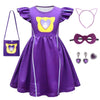 SHELOVESIT Girls Superhero Cosplay Costume Kitties Dress Movie Character Cat Dress Up Outfits - 110cm/3T-4T - Purple