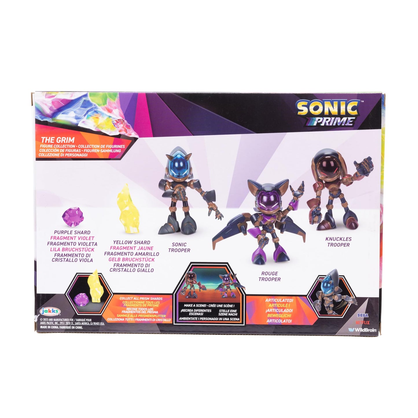 Sonic The Hedgehog 2.5-inch Action Figures Multipack: The Grim - Sonic Trooper, Knuckles Trooper, Rouge Trooper, Yellow & Purple Shards, Ages 3+