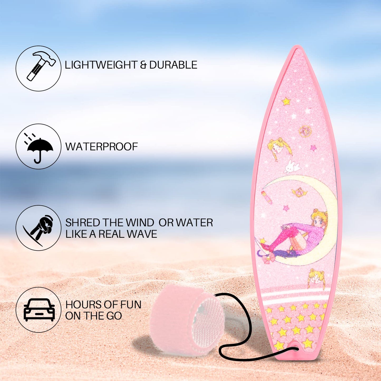 LA KEN DU Finger Surfboard for Car Ride, 2PCS Mini Surfboard for Kids-Wind Surfboard Fingerboard for Car Window (Yellow & Pink w