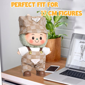 AICase for 17cm Doll Clothes/Outfit Clothes Set for 17cm Doll 3 Piece Set Hat Clothing Boys and Girls Stylish Adorable Dolls Clothes Accessories_Brown-1
