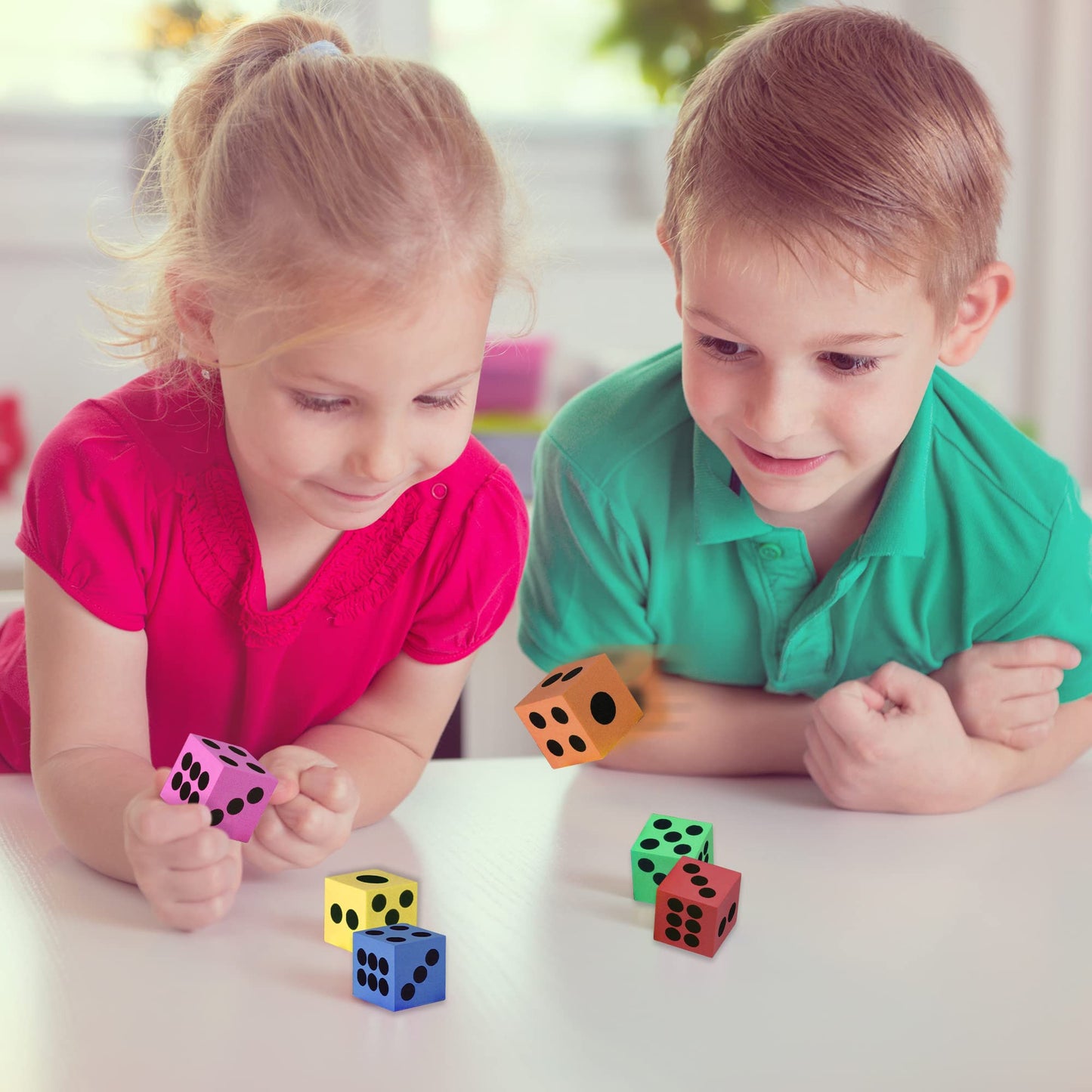 Artcreativity Colored Foam Dice Set - Pack Of 24-1.5 Inches Big - Colorful Dice Set - Six Assorted Colors - Fun Playing Games - Great Gift For Kids