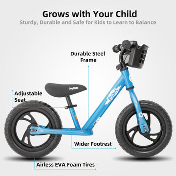 Joystar 14 Inch Balance Bike For Boys Girls 18Months-5 Years Old Push Bicycle Toddler Balance Bike 14' Gift Bike For Boys Girls Blue