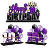 Lingteer Happy 10Th Birthday Purple Acrylic Table Topper Centerpieces Set - Cheers To Ten Years Old Birthday 10Th Bday Party Gift Decorations.