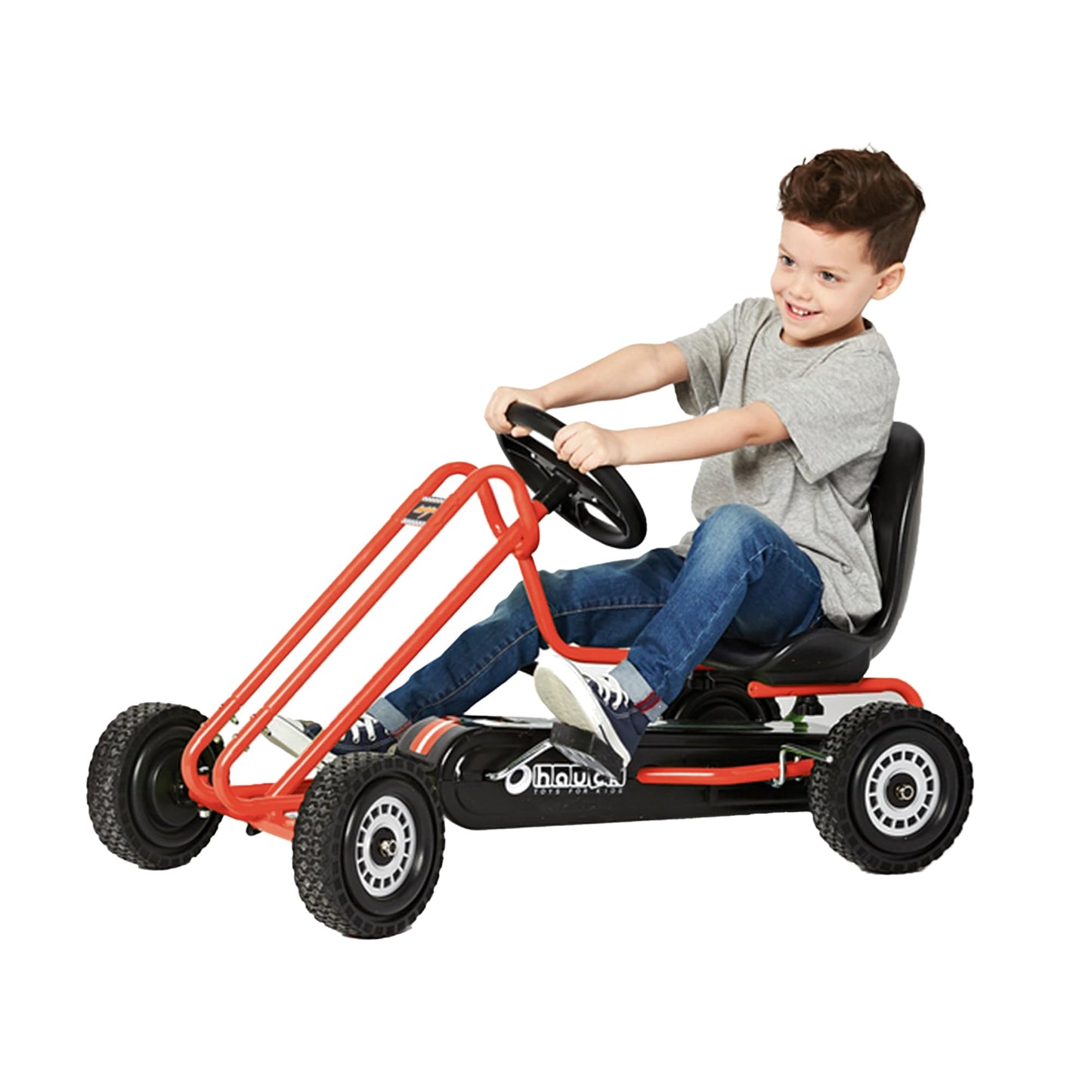hauck Kids Pedal Go Kart, 4 Wheel Bike Cart, Ages 4-8, Lightning Ride, Orange