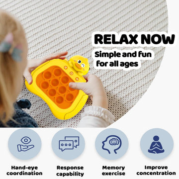 Pop Push Game Fidget Toy for Kids Ages 3-12,Handheld Fast Push Game Yellow Duck Console Fidget Toys for Girls Boys,Light Up Sens