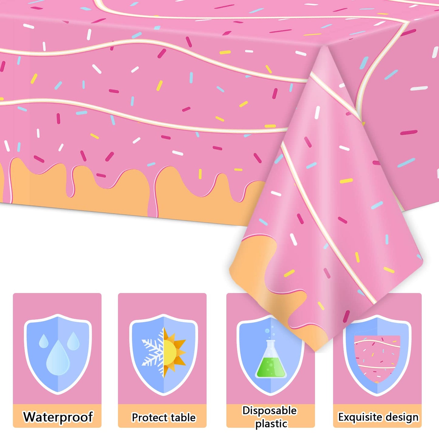 3Pcs Donut Themed Birthday Party Decorations Donut Themed Party Plastic Table Cover Girls Birthday Party Supplies Rectangular Tablecloth 108 * 54Inch Disposable Plastic Goods Decor Home Party Decor