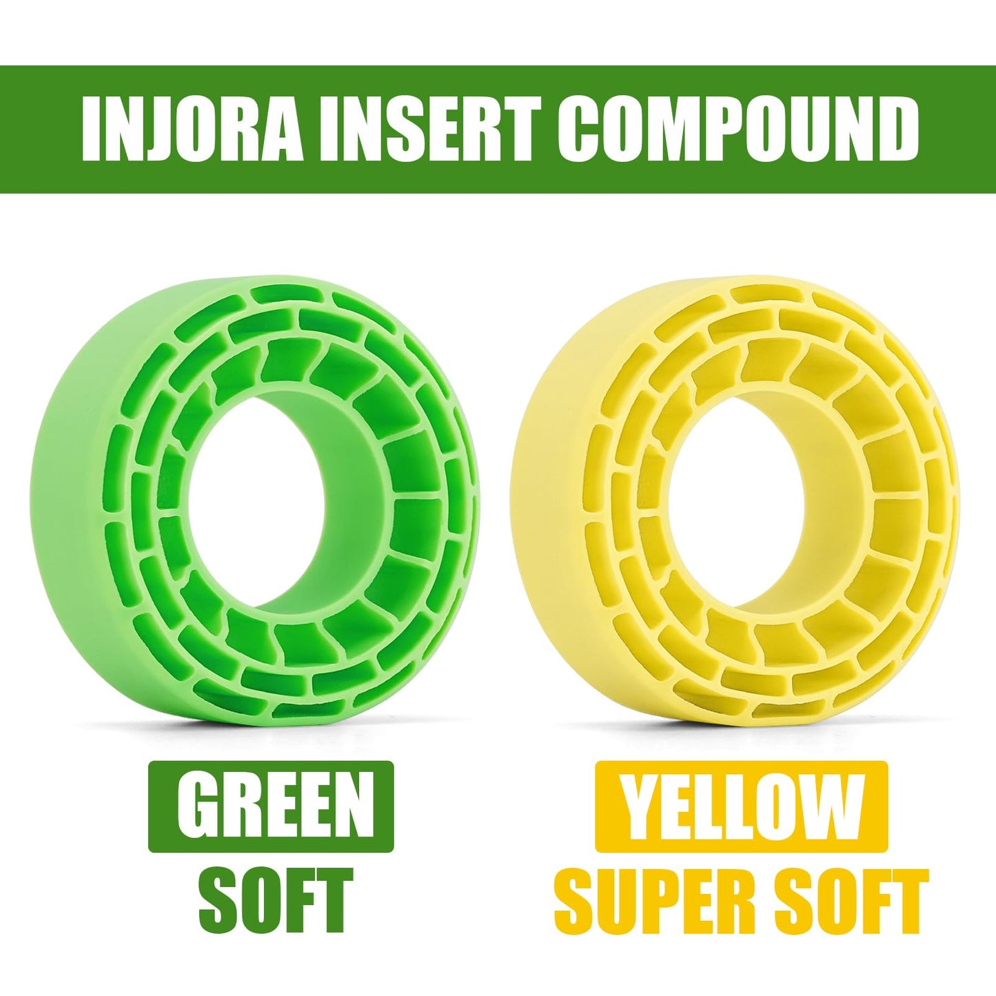INJORA 4pcs Silicone Rubber Inserts for 56-58mm*24mm 1.0'' Tires(Small Green)