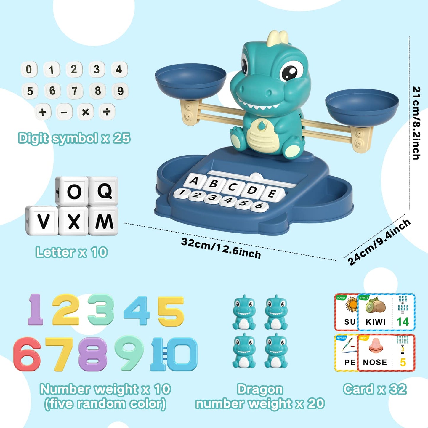 Hopeeye Dinosaur Kindergarten Preschool Learning Activities Math Counting Matching Letter Toys - Toddler Educational Toys For 3