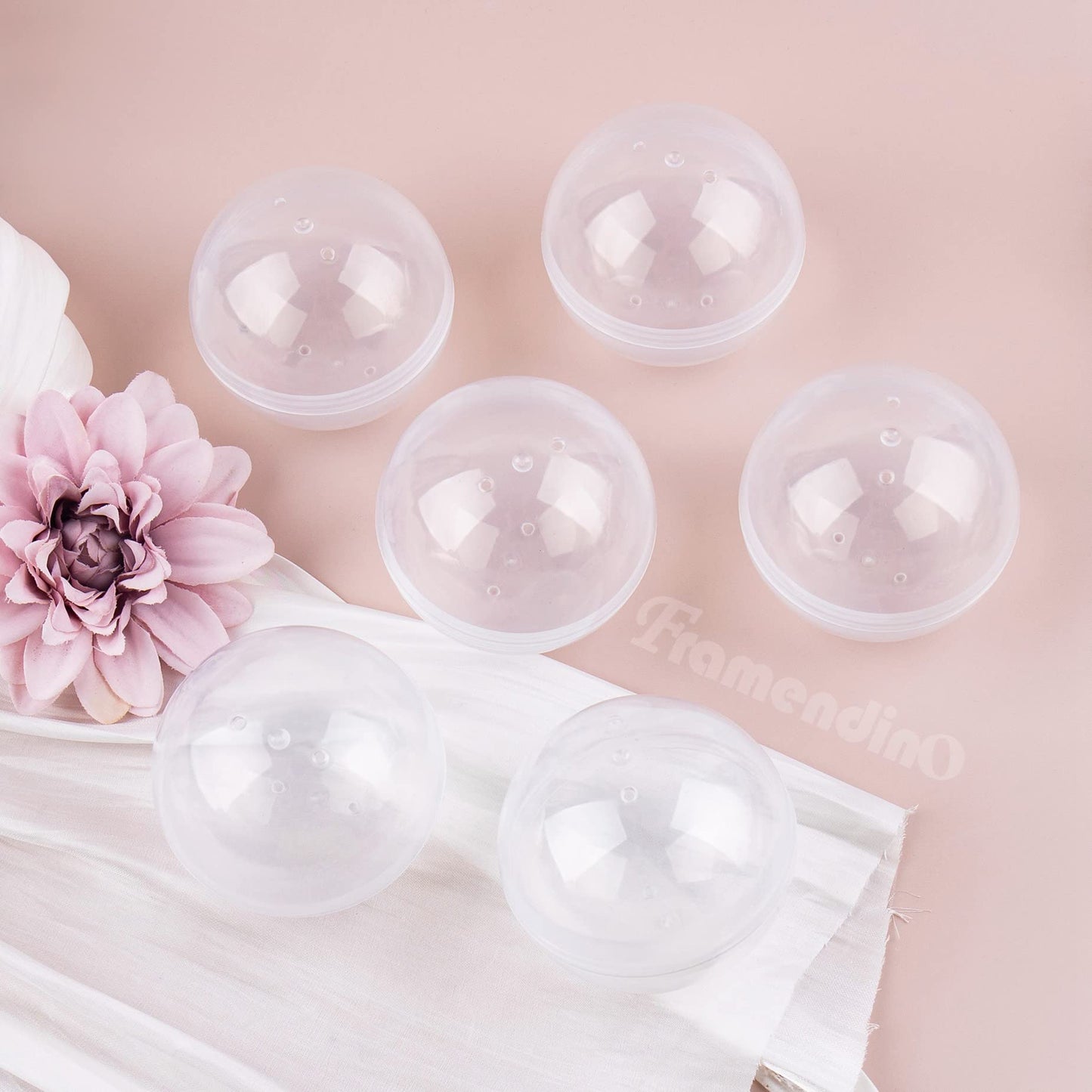 Framendino, 20 Pack 3 Inch Empty Plastic Capsules Translucent Round