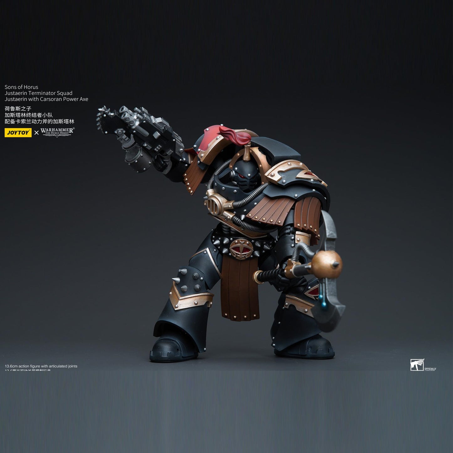 Joytoy 1/18 Action Figure Warhammer 40K Sons Of Horus Justaerin Terminator Squad Justaerin With Carsoran Power Axe 5''Tall Movable Model Collectible Figurine
