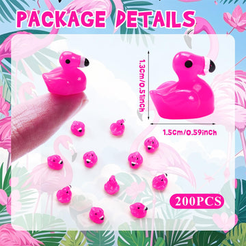 Mini Resin Flamingo Ducks,200 Pcs Flamingo Tiny Ducks, Pink Flamingo Figurine Tiny Resin Animals Toy For Cake Topper Garden Doll
