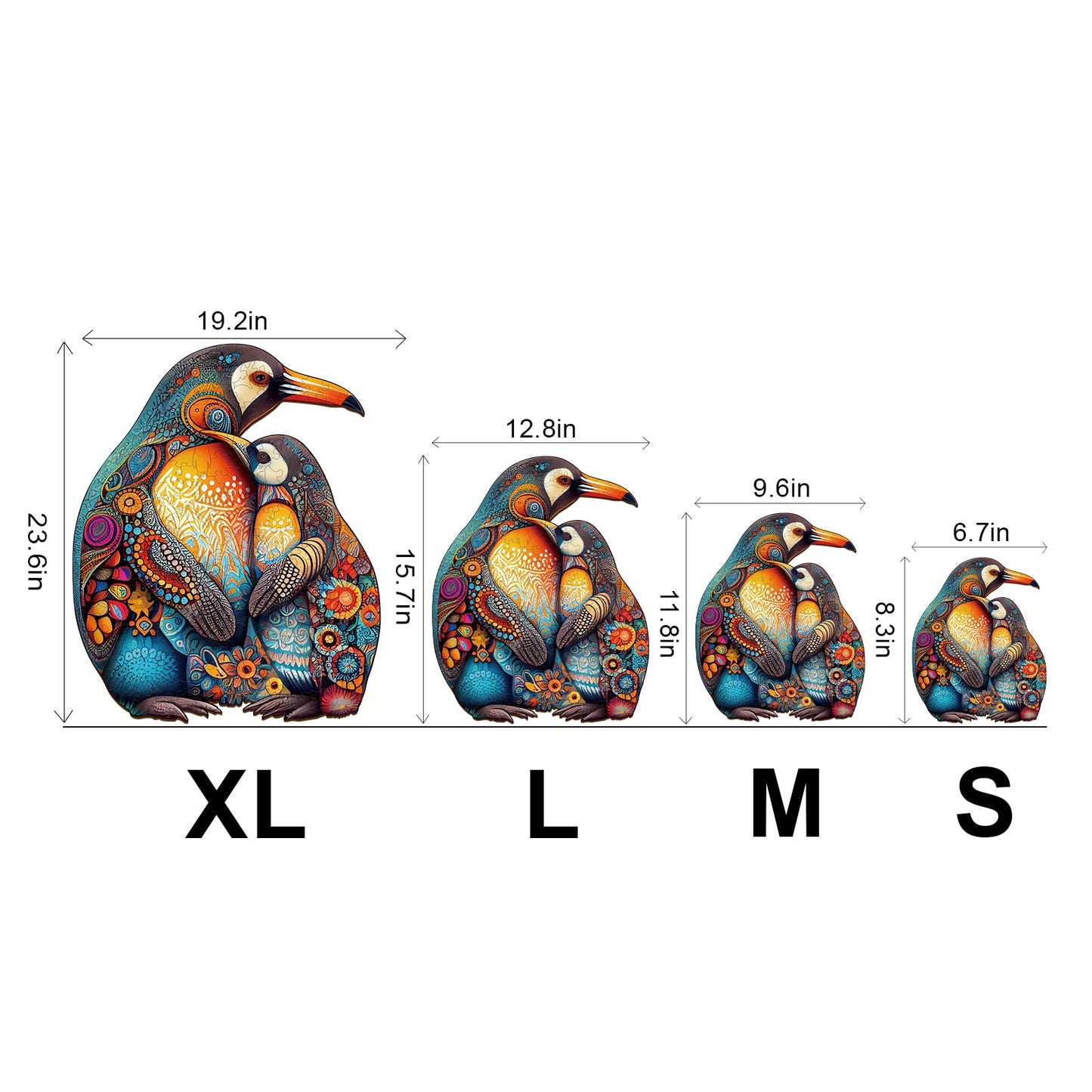 Woodemon Wooden Jigsaw Puzzles, Wooden Puzzles For Adults And Kids, (M-190Pcs-11.8 * 9.6In) Penguin Family Unique Shape Animal Wooden Puzzle, Wood Puzzles Jigsaw, Puzzle Gift Perfect Family Games
