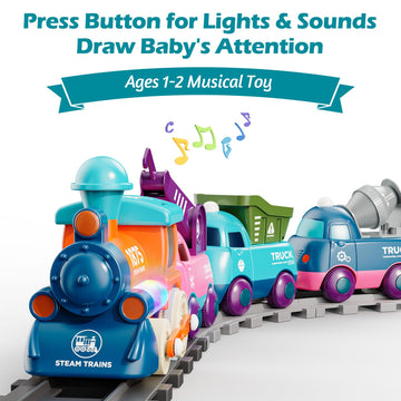 Lipneaed Train Set For Toddlers, Magnetic Train Toys For Toddlers 3+ Electric Train Set With Train Tracks Accessories Battery Op