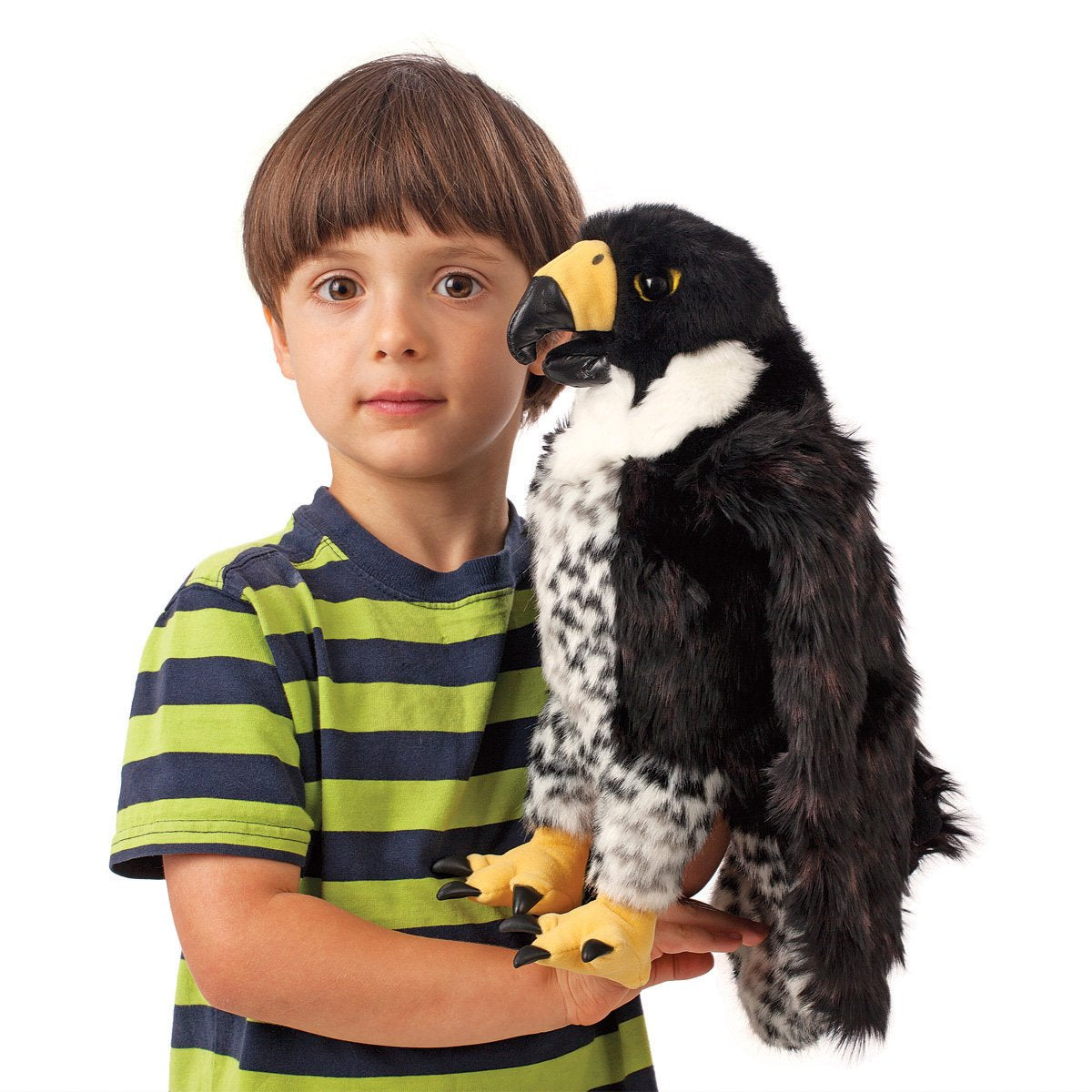 Folkmanis Peregrine Falcon Hand Puppet, Black/White/Yellow