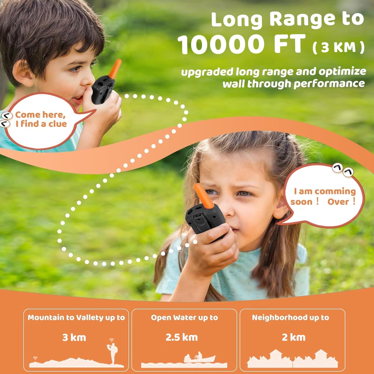 Vvinca Kids Walkie Talkies Rechargeable Toys Gifts For Ages 3 4 5-7 8-12 Year Old Boy Girl Halloween With Flashlight 22 Channel