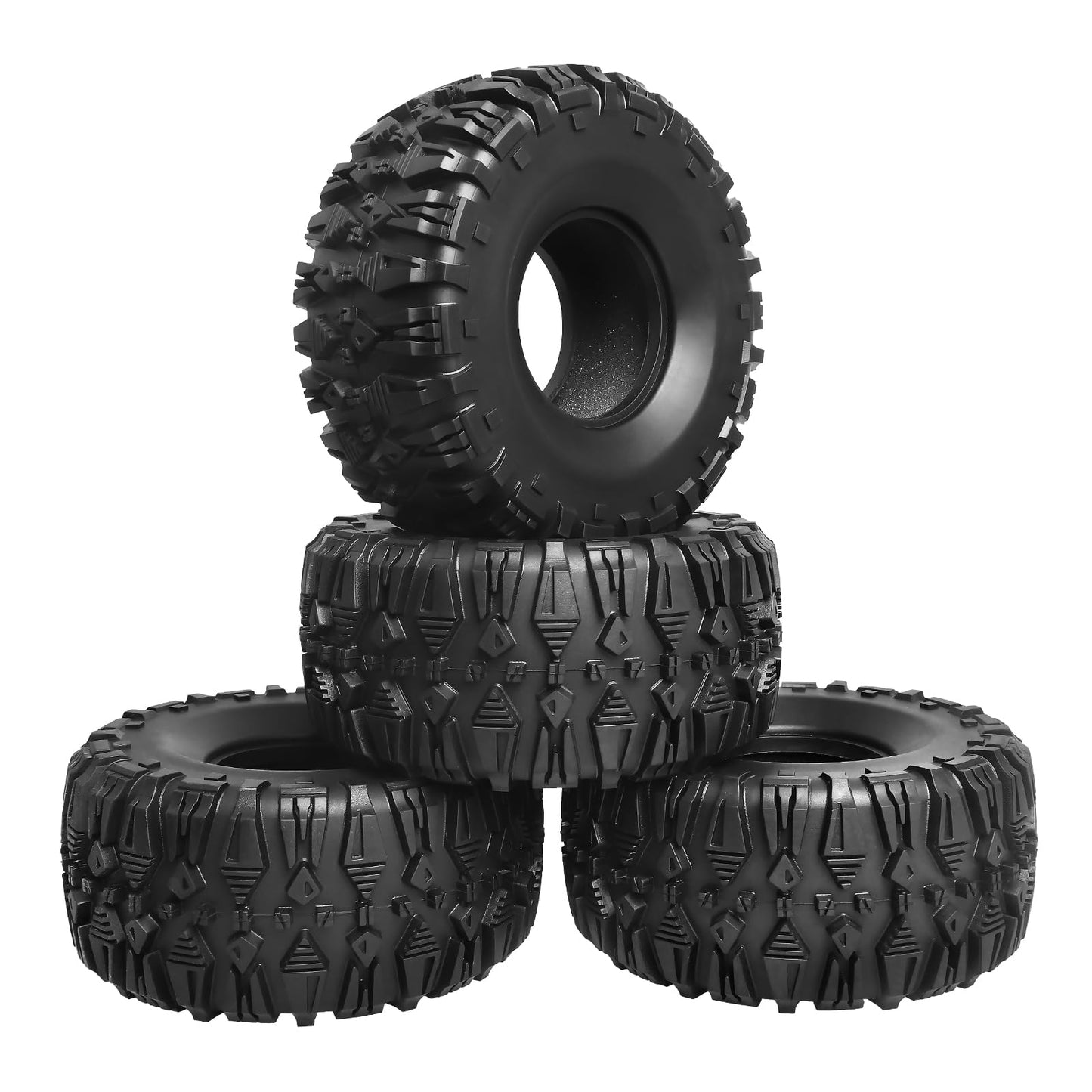 AllinRC 2.2 Crawler Tires 4Pcs fit 2.2 Beadlock Wheels RC Rubber Tyre Set with Foam Insert for 1/10 RC Rock Crawler Axial SCX10