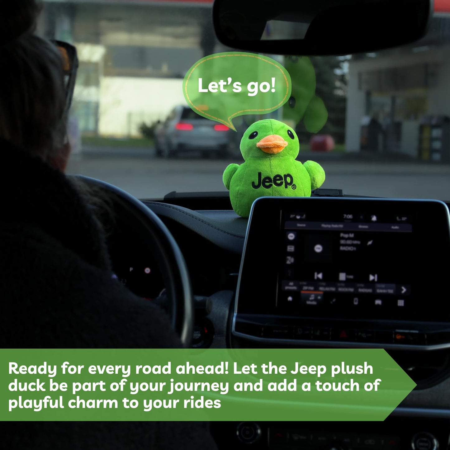 Jeep Plush Duck - Green Stuffed Animal for Enthusiasts, Small Polyester Toy