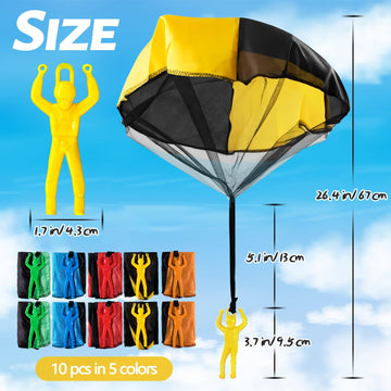 OJYUDD 10 Pack Parachute Toy for Kids Tangle Free Figures Parachute tossing Flying Toys Parachute for BoysGirls Indoor & Outdoor Gift Party Favors(5 Colors)