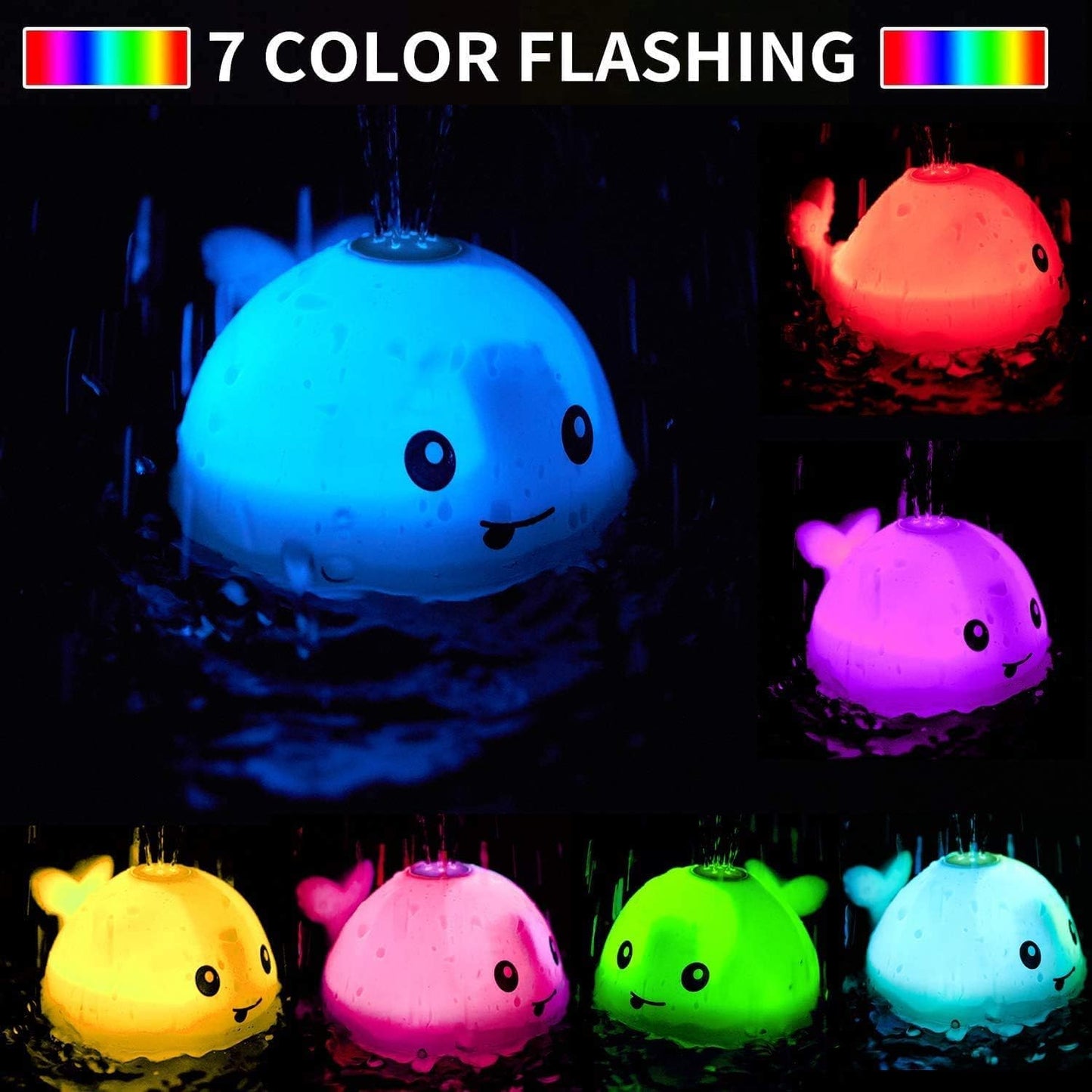 Zhenduo Baby Bath Toys, Light Up Bath Toys, Sprinkler Bathtub Toys For Toddlers Infant Kids Boys, Automatic Spray Water Bath Toy