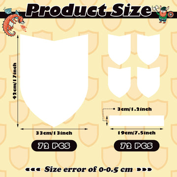 ReliThick 36 Pcs Paper Shields for Kids DIY Shields Craft to Decorate Cardboard Shield Shapes Cutouts with Handles for Markers C