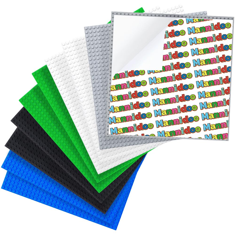 Mannidoo Peel-And-Stick Baseplates, 10 Packs 10'' X 10 Classic Adhesive Building Base Plates For Activity Tables Tops And Walls