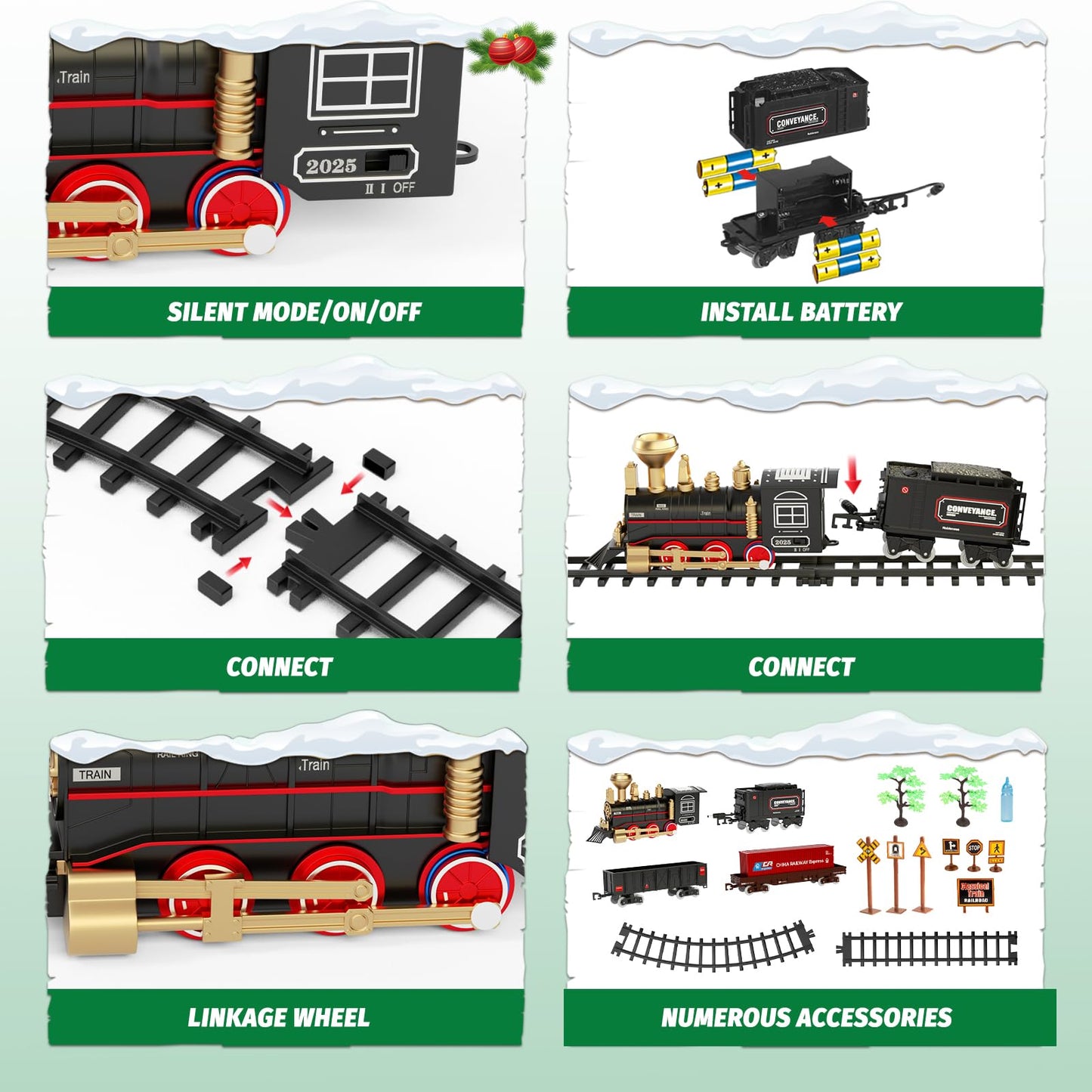 Unih Train Set,Electric Train Toys With Steam Locomotive Engine,Cargo Car And Long Track, Model Train Set With Smokes,Lights & Sound, Toy Train Birthday Xmas Prezzie For 3+ Year Old Kids Boys Girls