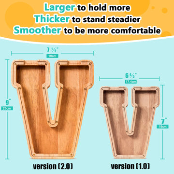 SummiDate Wooden Letter Piggy Bank| Piggy Bank for Boys Girls Toddler| Alphabet V Money Bank| Coin Bank Birthday Gift for Kids|Birthday Gift for Kids (V)