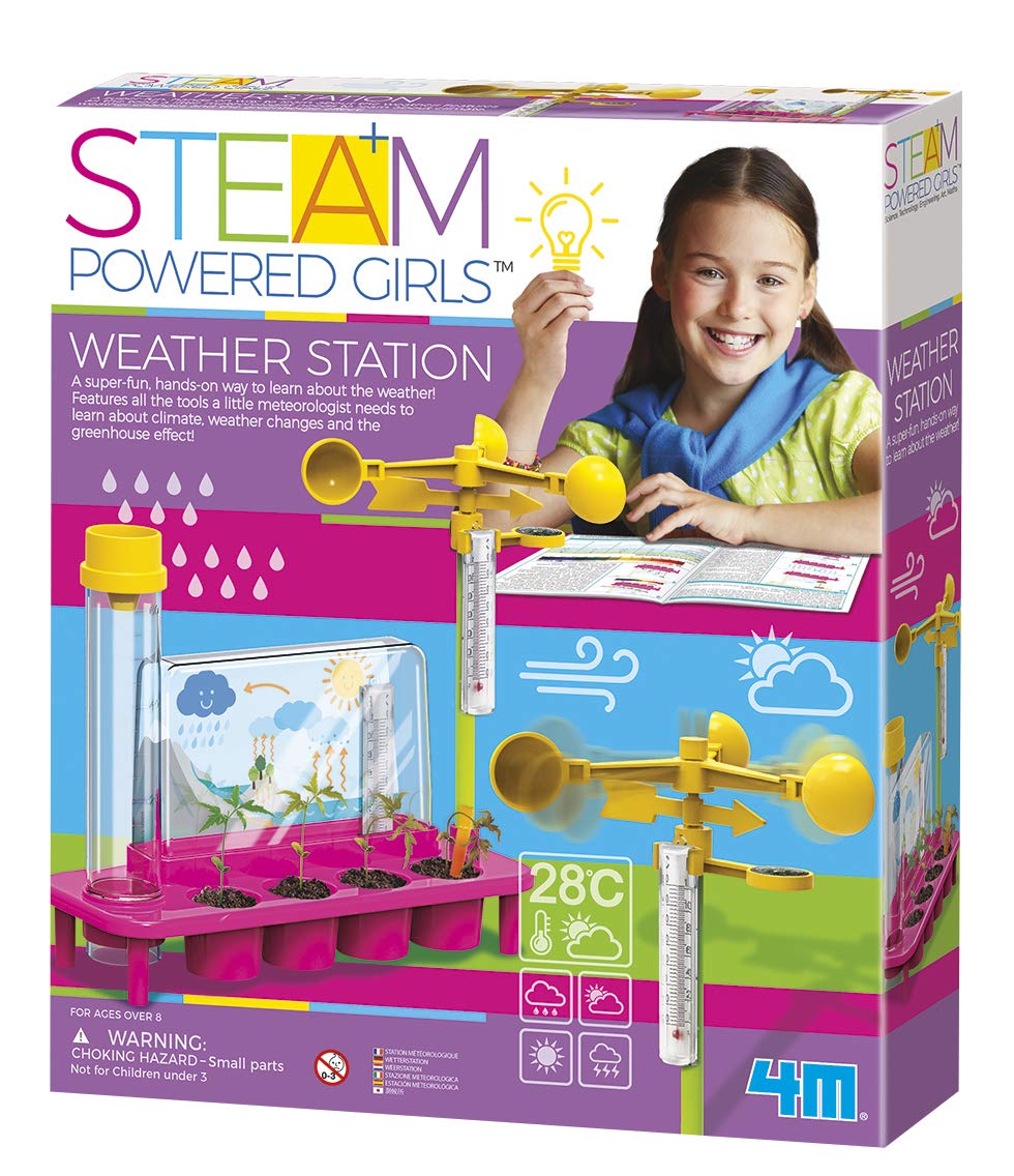 4M Toysmith, Steam Powered Girls Weather Station, Meteorologist Diy Stem Toy, For Girls Ages 8+