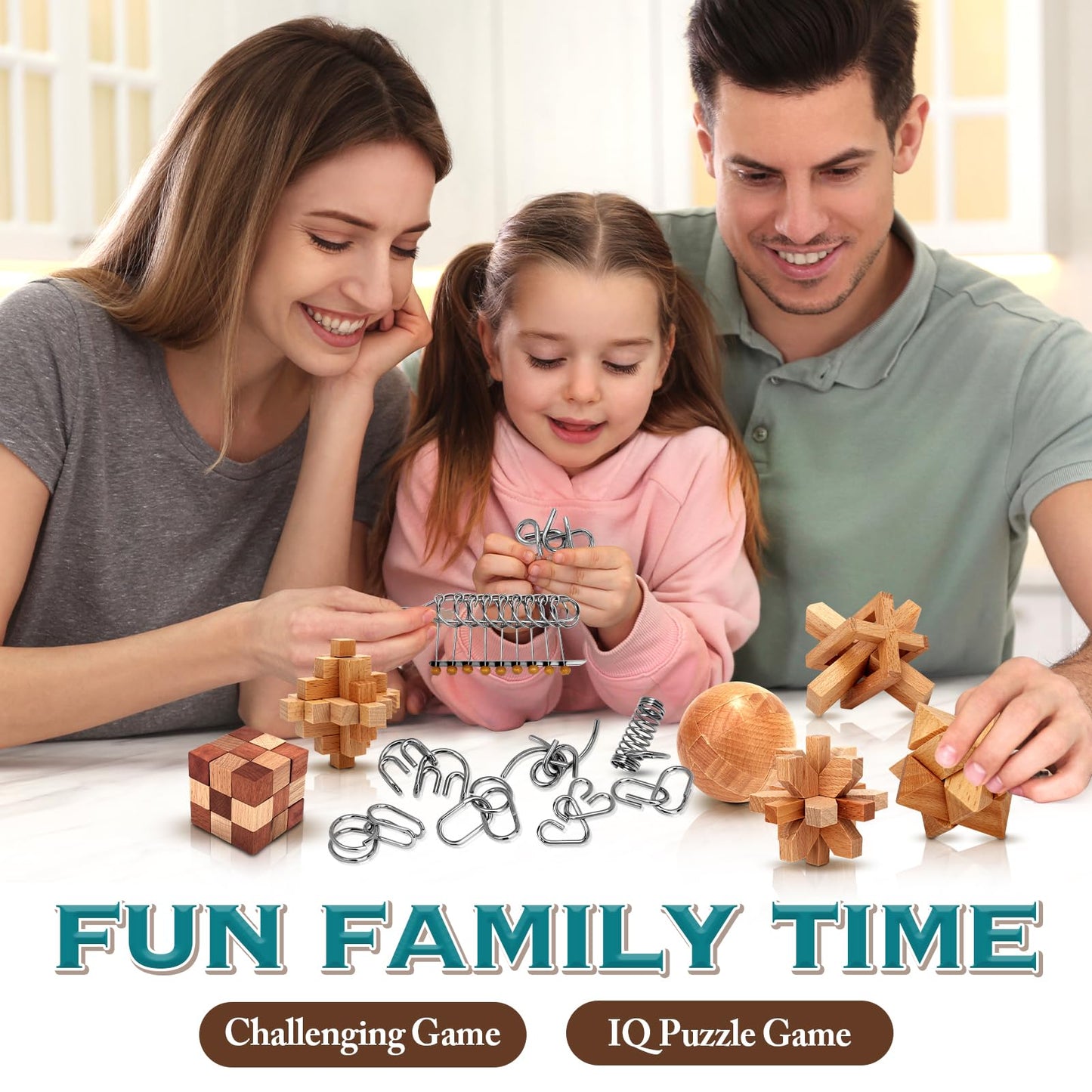 Brain Teaser Wooden Metal Puzzles - Stocking Stuffers Brain Teaser Disentanglement Iron Link Unlock Interlock Game Chinese Ring Magic Trick Toy For Party Favor Kids Adults Challenge 32Pack