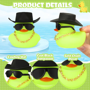 Sotiff 48 Sets Cowgirl Rubber Duck Squeaky Duck Bath Party Toy Duckies Car Dashboard Decorations With Mini Hat Necklace And Sung