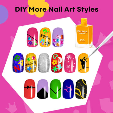 Tomons Nail Polish Set Non Toxic Kids Nail Polish Kit for Kids Ages 7-12, Birthday Gifts for 6 7 8 9 10 11 12 Year Girl, Glitter