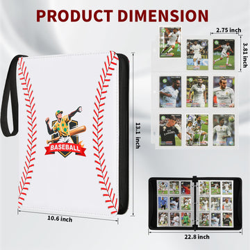Baseball Trading Card Binder 9 Pocket enhanced Zip Trading Card Binder Waterproof 720 Double Sided Pocket PU Collection Binder Card Album for YuGiOh MTG TCG Game Cards & Sports Cards (White 1)