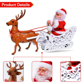 Puppy Go Santa Claus Doll Elk Sled Toy, 2024 Christmas Universal Electric Car Pulling Cart With Music, Running Walking Riding Re