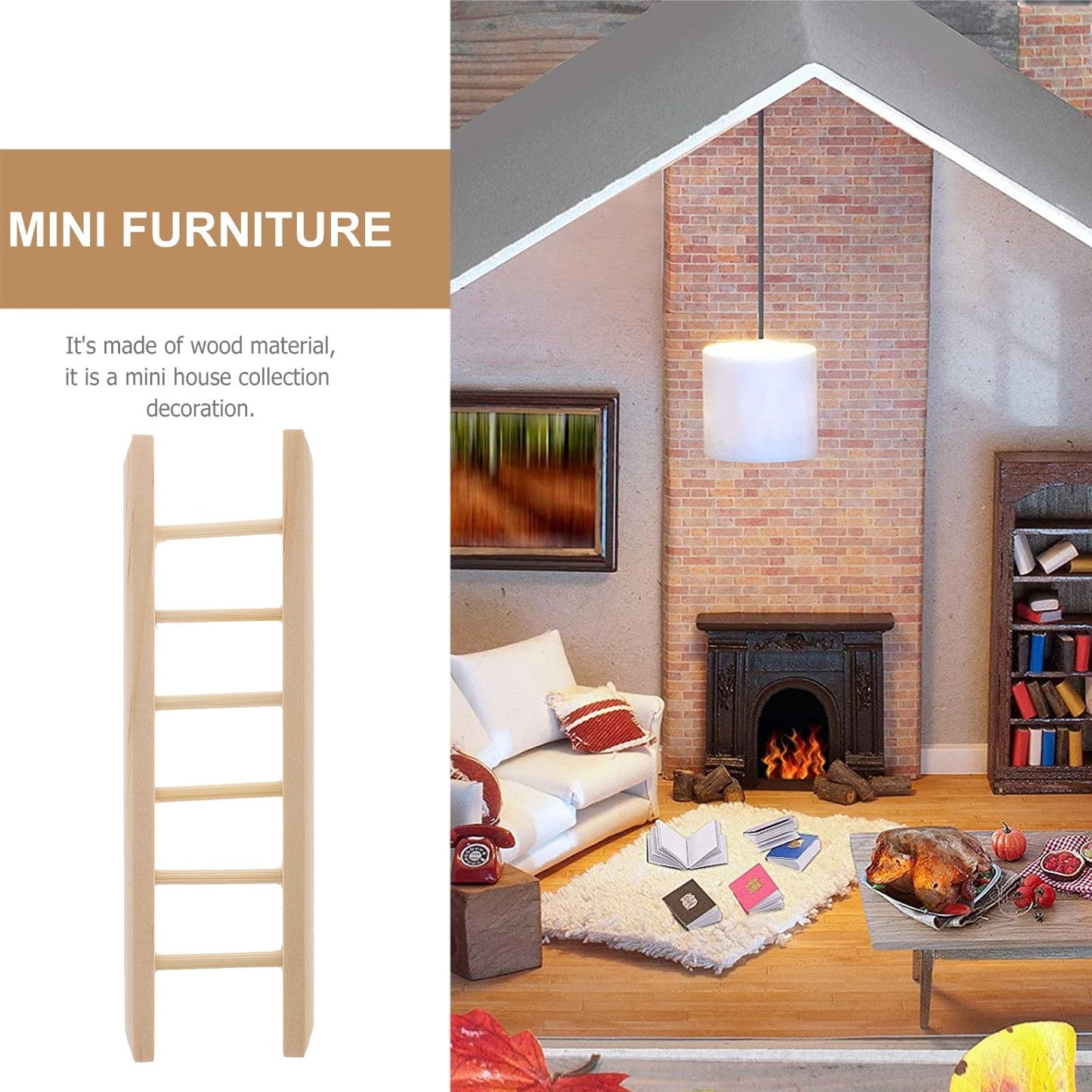 Ipetboom Mini Wooden Step Ladder, 2Pcs 1: 12 Miniature Doll House Furniture Ladder Diy Craft Accessories For Landscape Dollhouse
