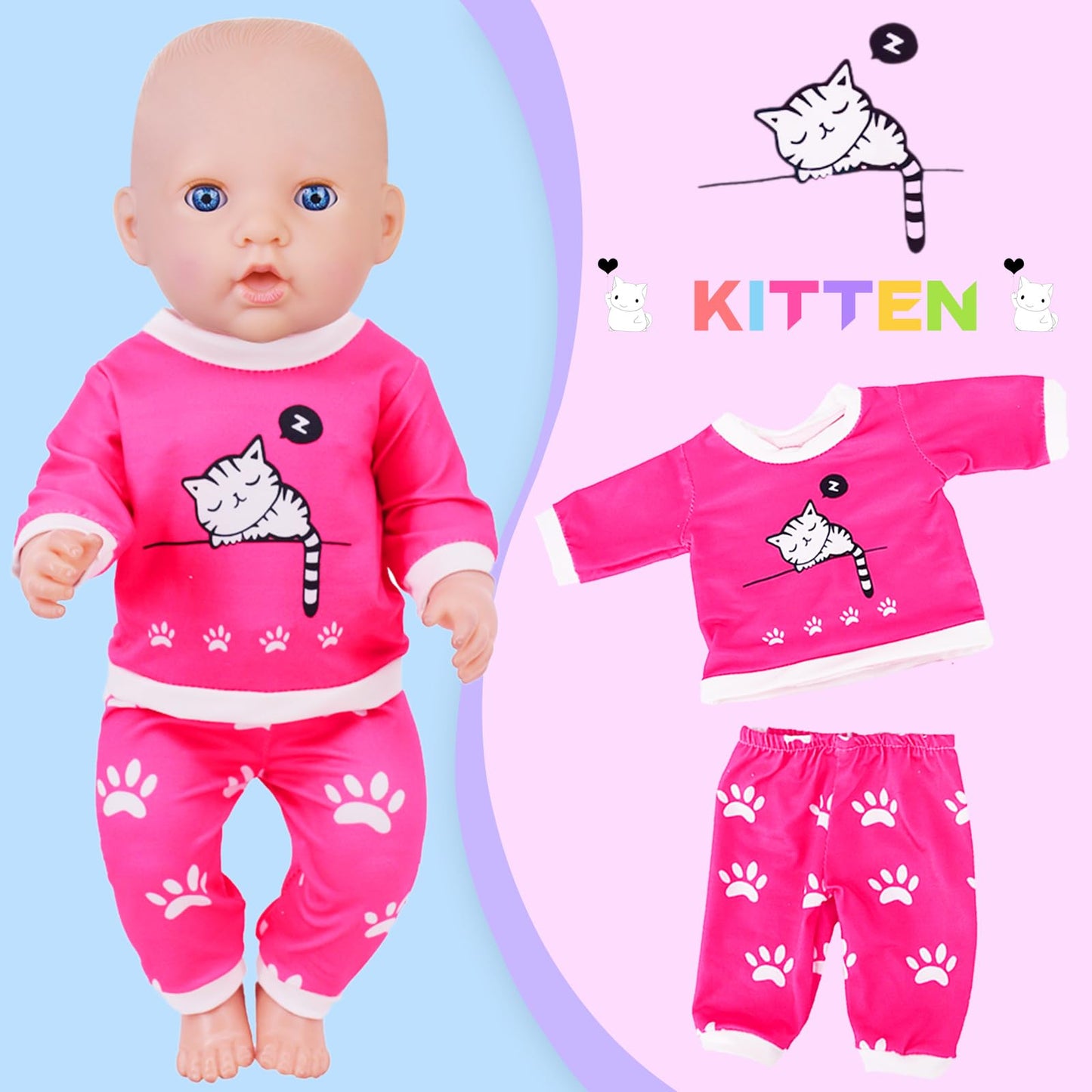 K.T. Fancy 5 Sets Baby Doll Clothes For 14-18 Inch Doll, Baby Doll Accessories For Reborn Doll, Gift For Kids' In Birthday, Children'S Day, Christmas
