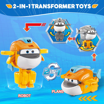 Super Wings Transformer Toys, 2 In Taki Robot Transformer Action Figures, 2-In-1 Mode Robot Transformer Toys For Boys Girls 4-6 6-8, Fun Plane Toys For Boys Toddlers Kids Age 3 4 5 6 7 8