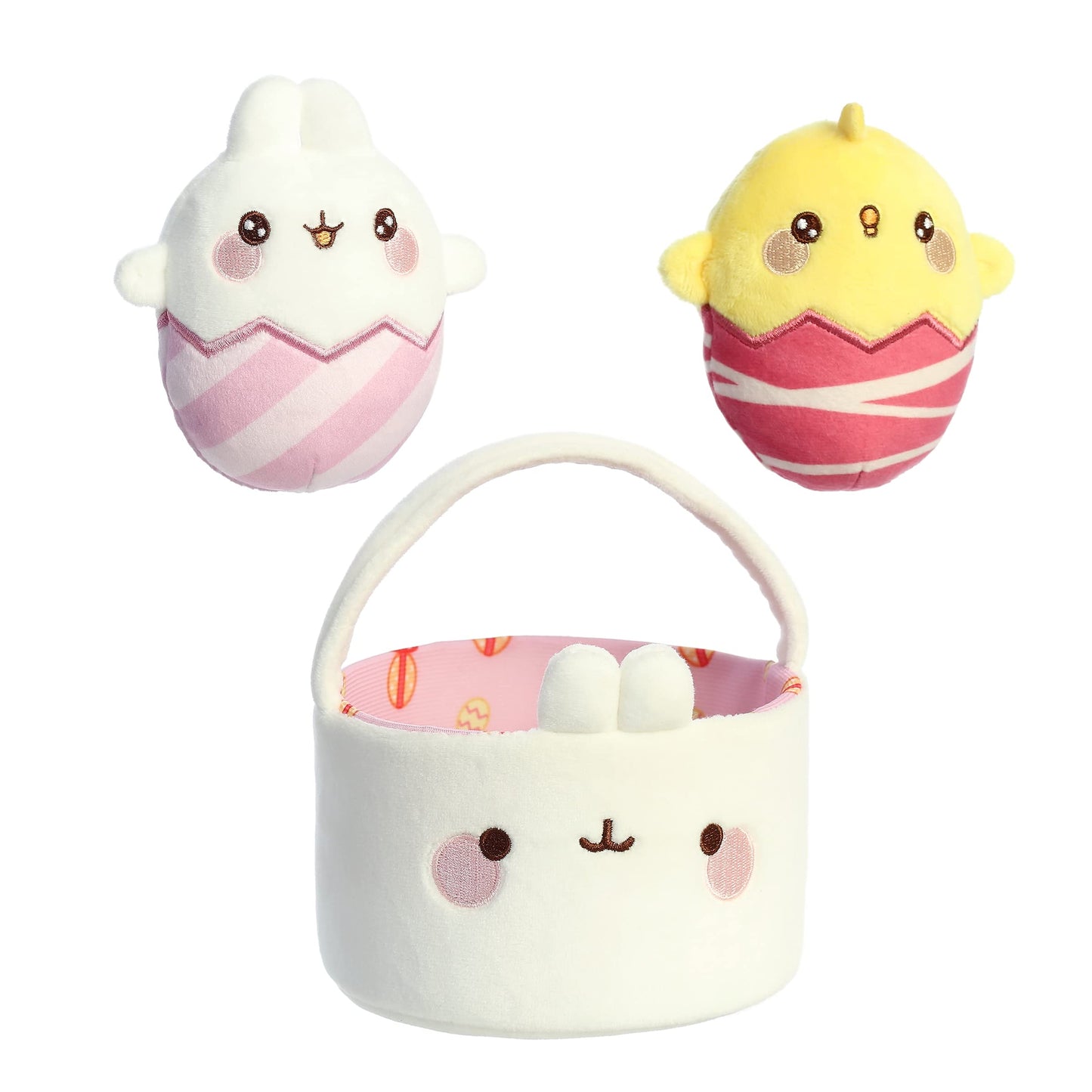 Aurora® Playful Molang Easter Basket Stuffed Animal - Adorable Characters Design - White 6 Inches