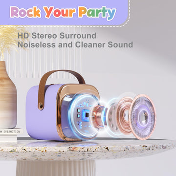 Flueston Mini Karaoke Machine For Kids Adults, Portable Bluetooth Speaker With Wireless Microphone, Birthday Kids Gifts Toys For