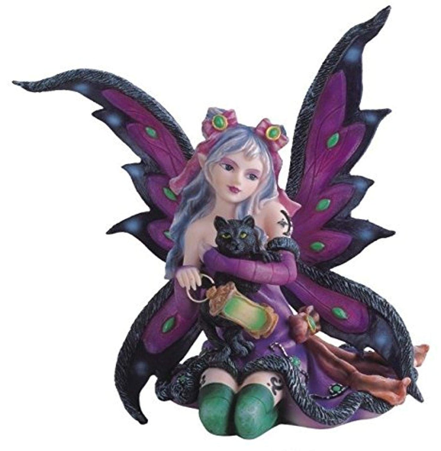 Stealstreet Ss-G-91408 Purple Fairy Kneeling With Black Cat Collectible Figurine Decoration