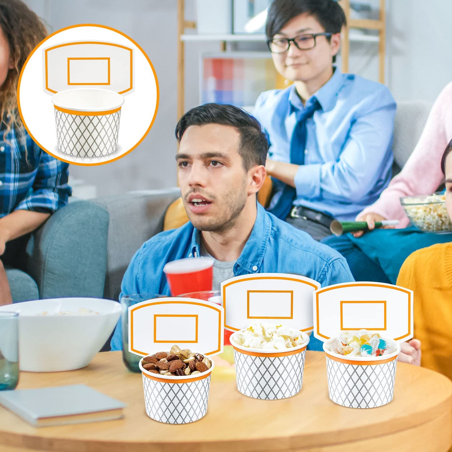 Basketball Hoop Snack Cups Basketball Party Decorations Paper Basketball Party Supplies Basketball Kids' Party Cups For Basketba