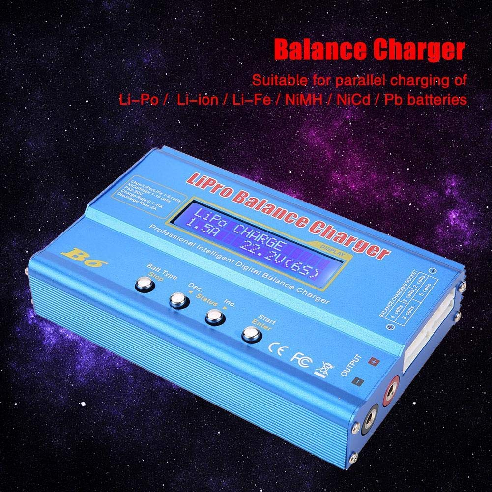 Fafeicy RC Charger, Lipo Balance Charger B6 80W Digital LCD Balance Charger Discharger, RC Balance Charger Fit for LLiPo NiMH RC